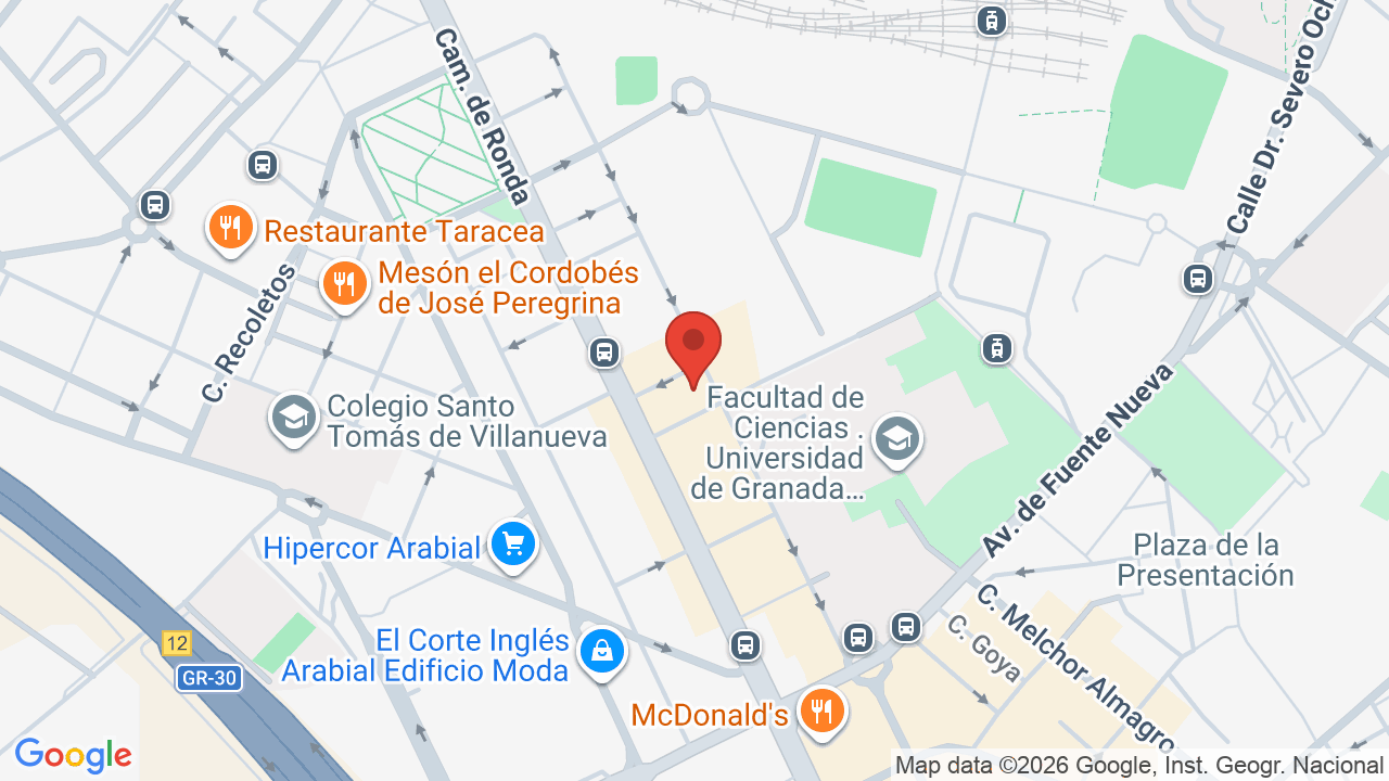 Mapa con la ubicación de Fotocopias Granada